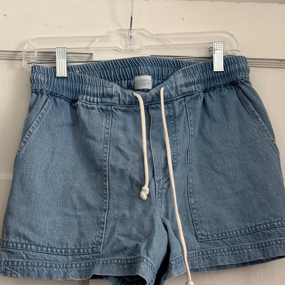 Z Supply Light Blue High Waist Drawstring Shorts